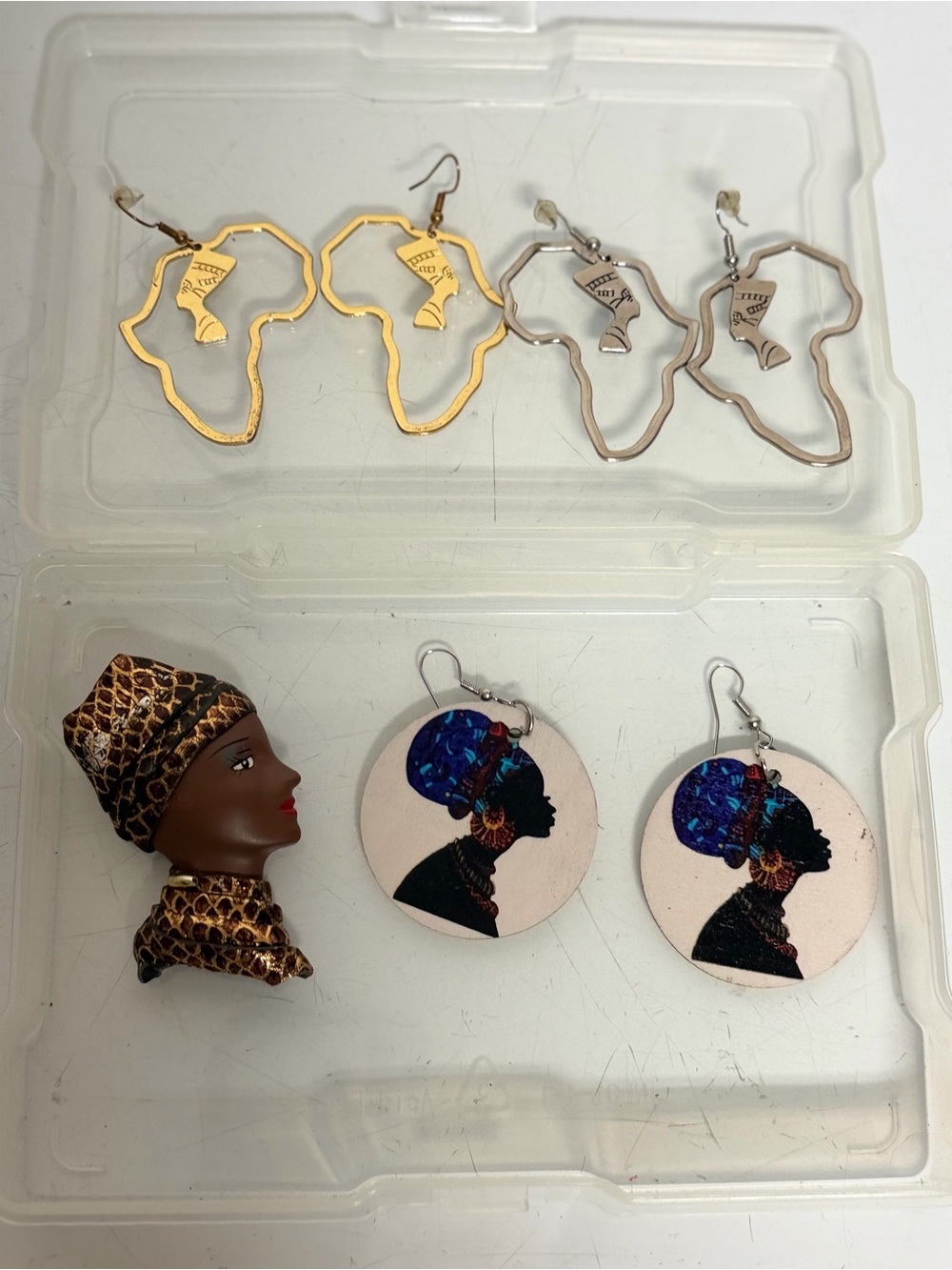 African Continent Outline Earrings — Gold and Silver Set